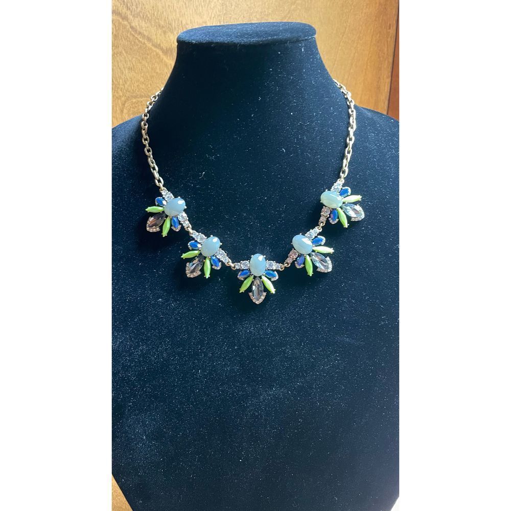 J. Crew statement necklace green blue gold